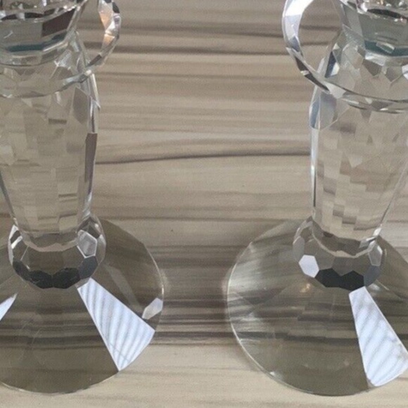 6.5" Crystal Candlestick Multi-faceted candle holder brilliant Christmas Dinner - Picture 2 of 10